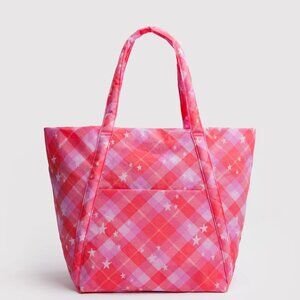 Baggu Cloud Bag Pink Star Plaid NWT